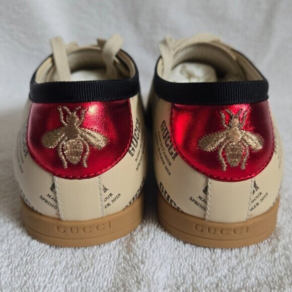 NWOT Gucci Falacer Invite Print Beige and Red Logo Sneakers - Picture 4 of 8